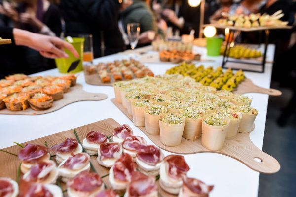 catering miniature food dishes at banquet